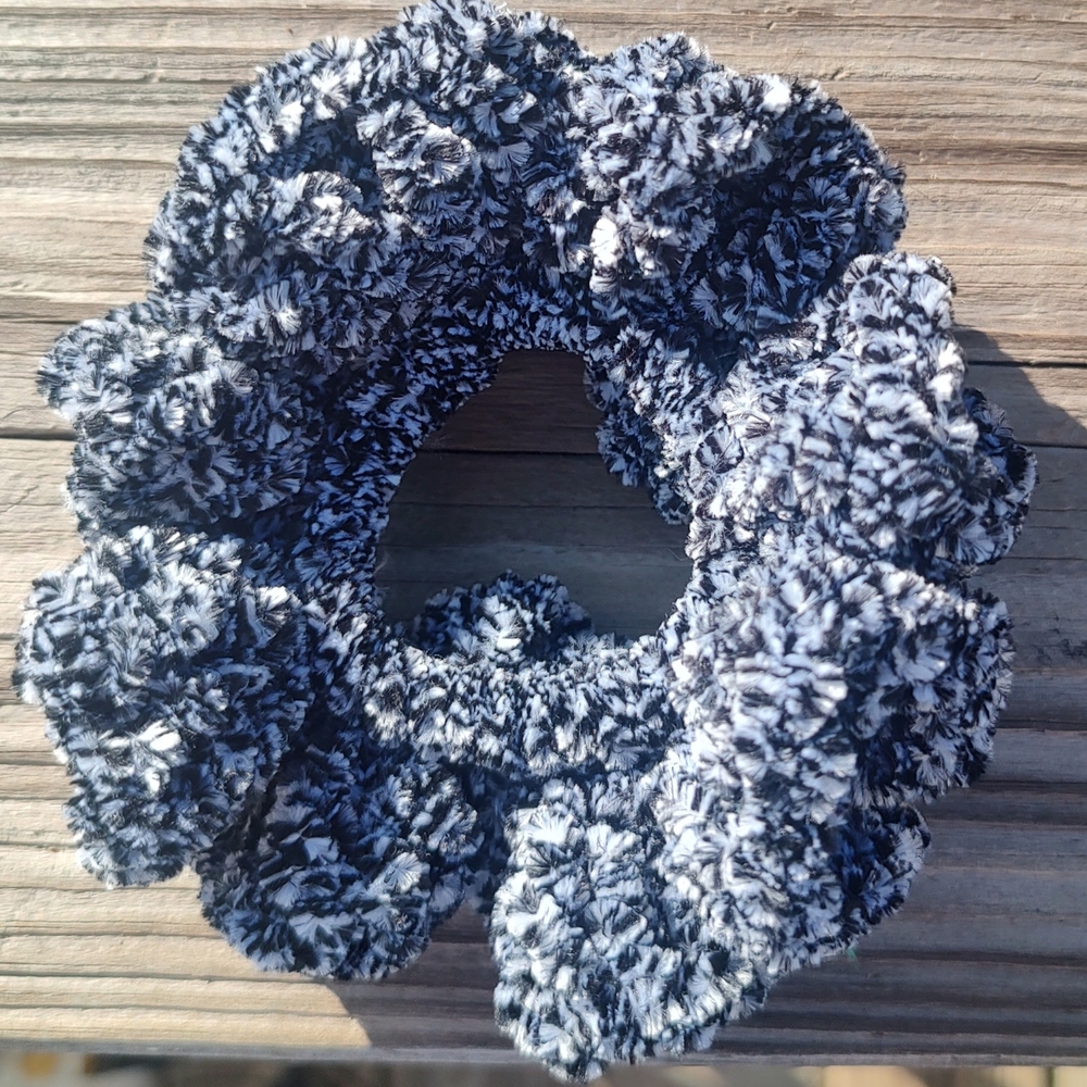 Cozy Black and White Scrunchie